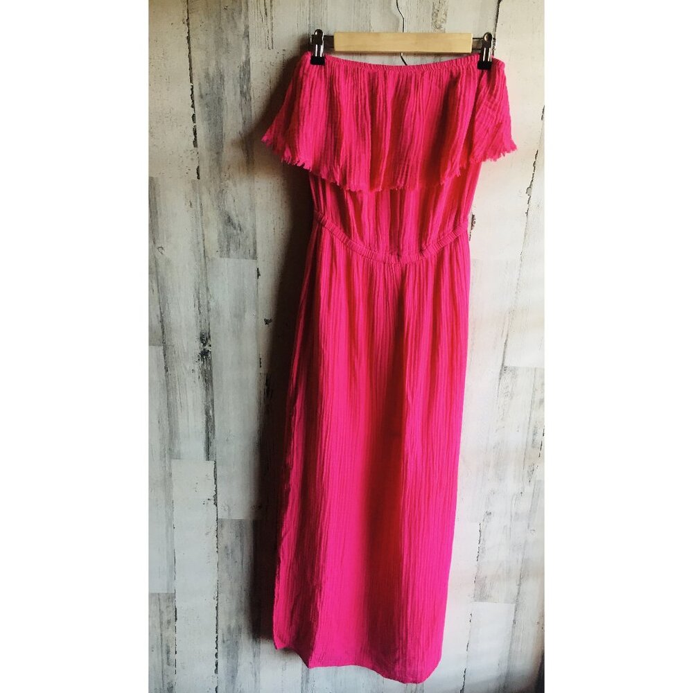 NWOT Michael Stars Tara Tube Maxi Dress Double Gauze Hot Pink Blouson M